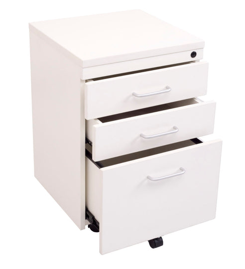 Melamine Mobile Pedestal - 2 Personal Drawers + 1 File Drawer