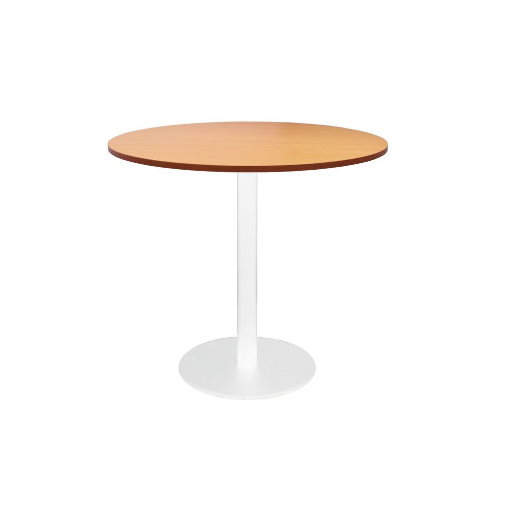 Circular Base Table with flat Disc Base - White Powder Coat Finish