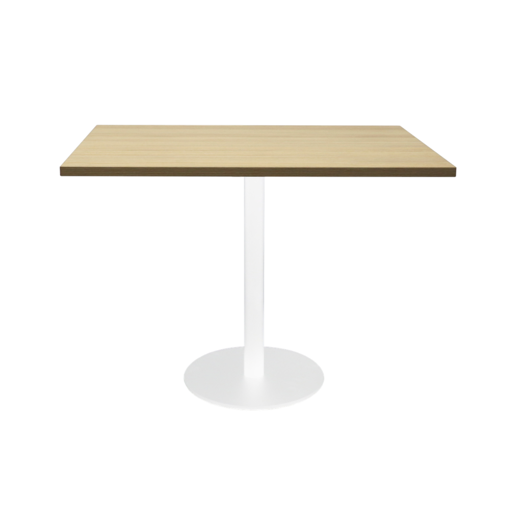 Square Flat Disc Base Table in White Powder Coat Finish