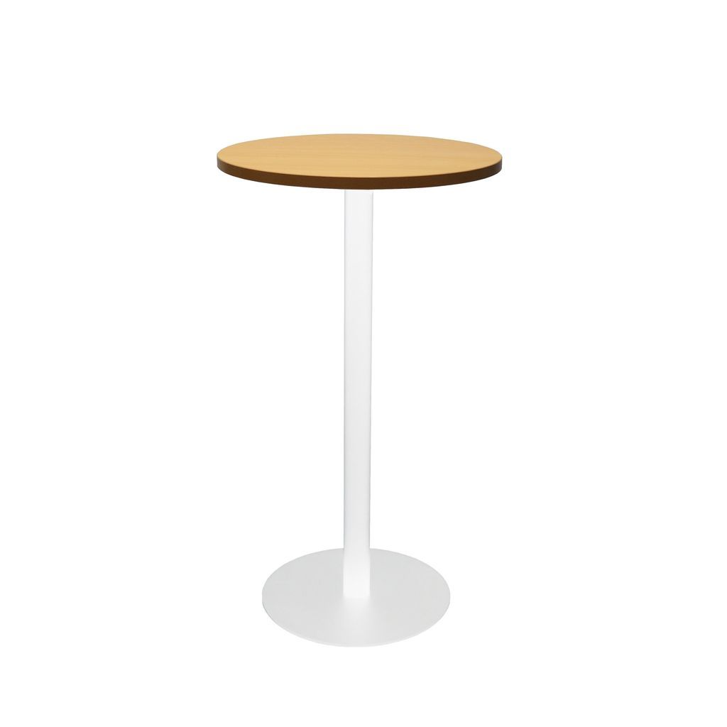 Circular Dry Bar Table with flat Disc Base - White Powder Coat Finish