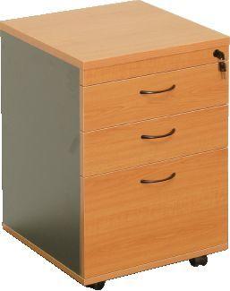 Melamine Mobile Pedestal - 2 Personal Drawers + 1 File Drawer