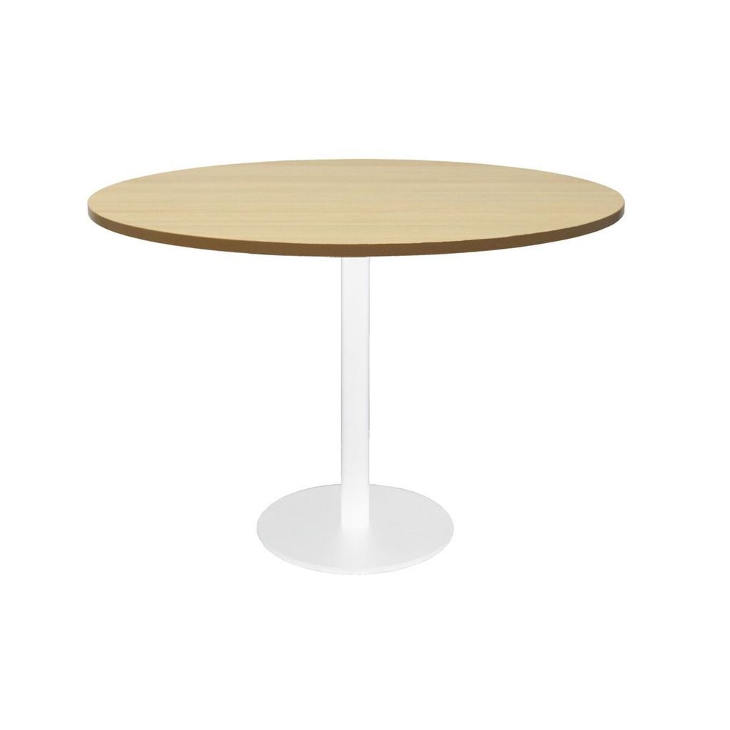 Round Flat Disc Base Table in White Powder Coat Finish
