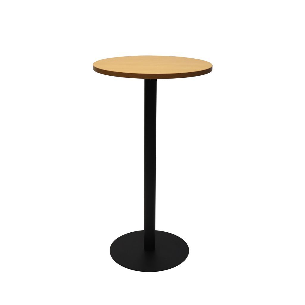 Circular Dry Bar Table with flat Disc Base - Black Powder Coat Finish